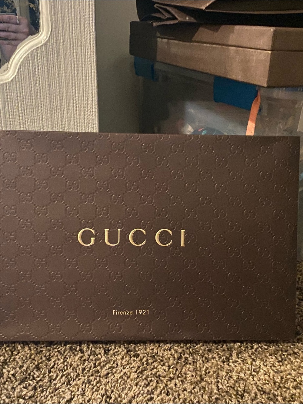 Gucci Embossed Brown Presentation Box with bag